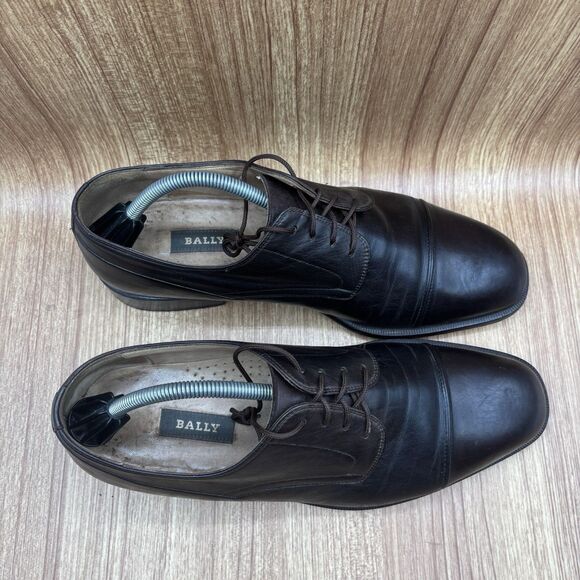 BALLY ROGERS CAP TOE MEN DRESS SHOES BROWN LEATHER OXFORD LACE‎ UP US 11.5 D main image 5